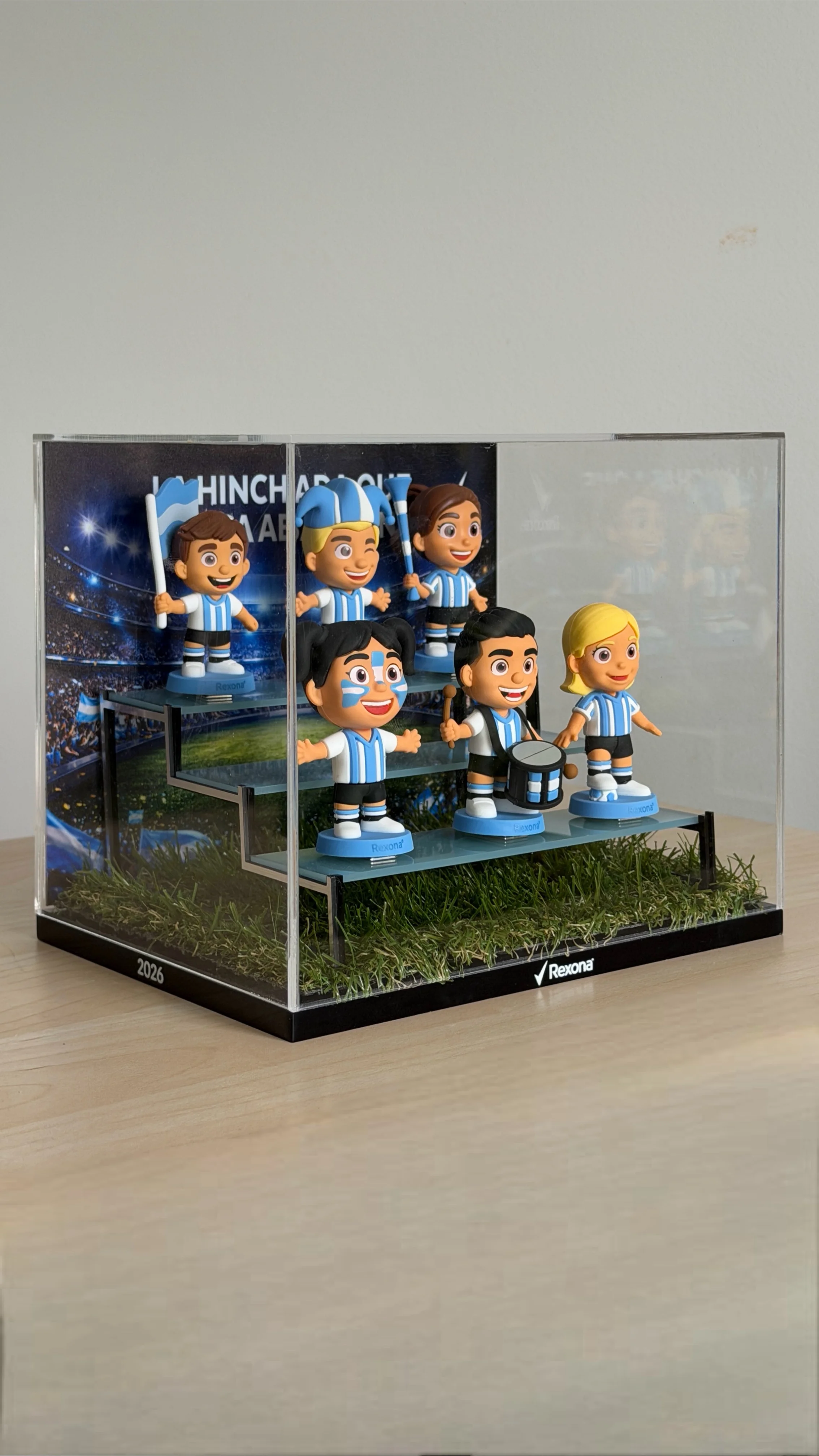 Vitrina acrílica con figuras coleccionables Rexona Selección Argentina