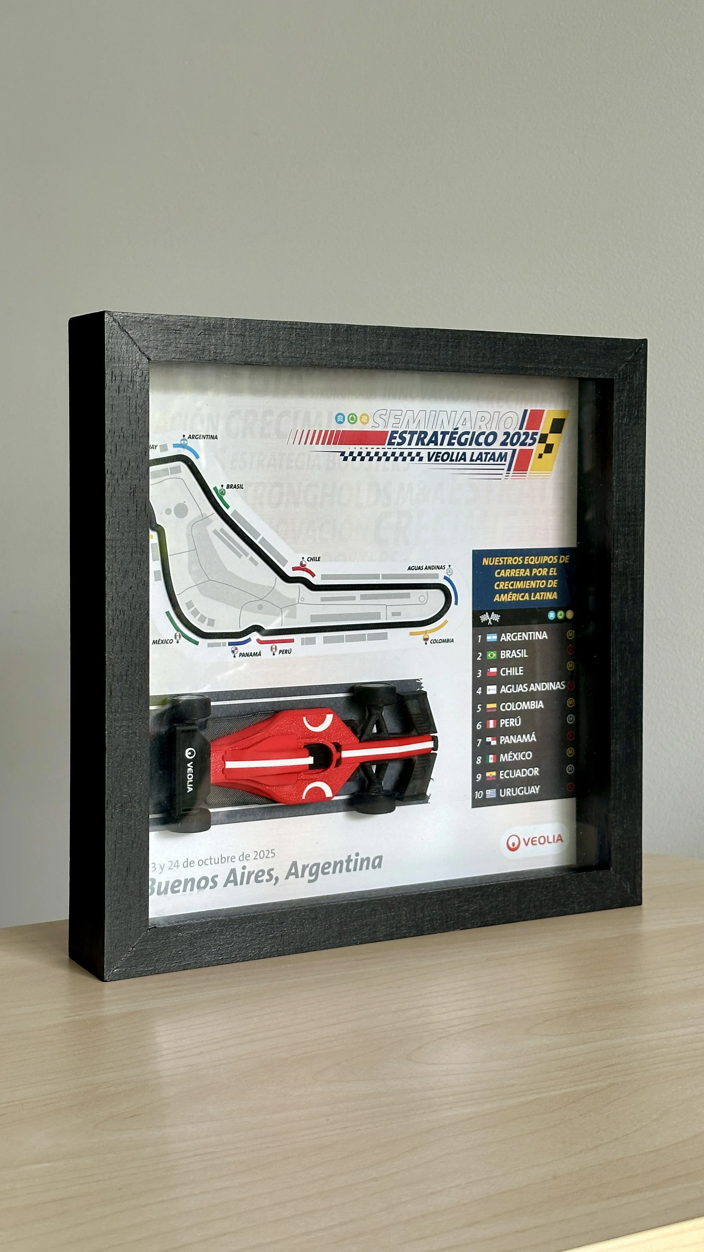Cuadro decorativo enmarcado con miniatura de auto de carrera, Veolia